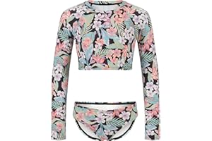 Billabong Girls' Two-Piece Rashguard Swimsuit Set, UPF 50+ Sun Protection, Quick-Dry Bathing Suit