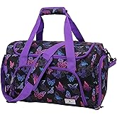 Weekender Travel Bag, Women Fashion 30L Duffle Tote Bag with Trolley Sleeve,Wet Pocket Shoe Compartment for Yoga,Overnight,Dance,Business Trips(Purple Butterfly)