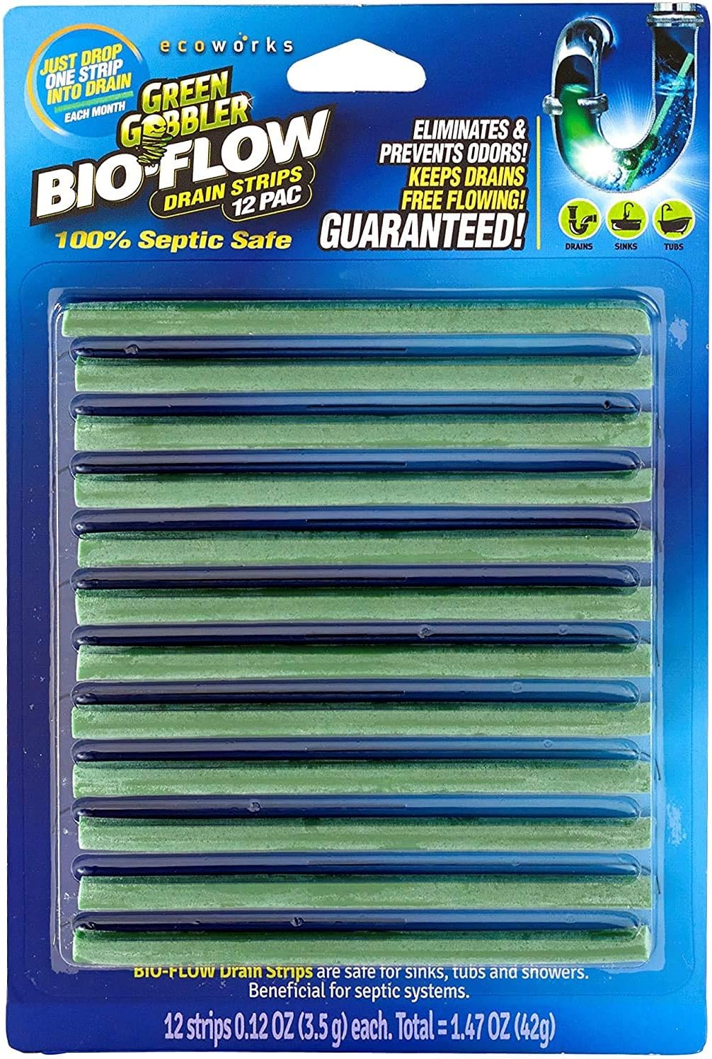 Green Gobbler SYNCHKG121210 BIO-Flow Strips-12 (Drain Cleaner & Deodorizer), 12 Pac: Home Improvement
