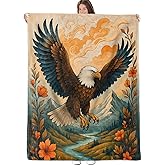 ZZNHP Majestic Bald Eagle Blanket, Wildlife and Floral Flannel Throw, Soft Cozy Lightweight Throws Blankets for Women Kids Girls, Nature Home Decor for Sofa Couch Bedroom Home, 60x50 Inch