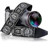 Art Tribute Camera Strap - Shoulder, Crossbody &amp; Neck Camera Strap for Photographers, Fits All Cameras, Canon Nikon Sony Fujifilm, Padded Strap W/Quick Release, Embroidered Cotton &amp; Leather Ends