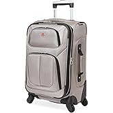 SwissGear Sion Softside Expandable Luggage – Carry-On Suitcase with 360 Degree Wheels & Retractable Handle – 21 Inch, Perfect for 1-3 Night Trips – Pewter
