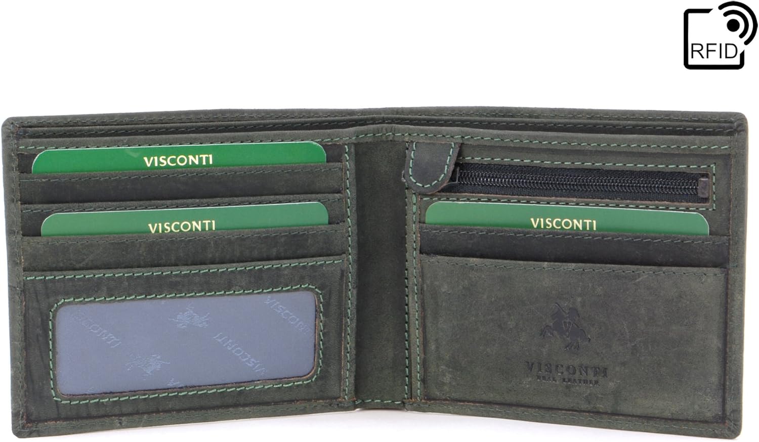 VISCONTI, Men's Small Bifold Leather Wallet, RFID Protected, 6 Credit Card Slots, Note Section & Coin Pocket, Gift Boxed - Image 4