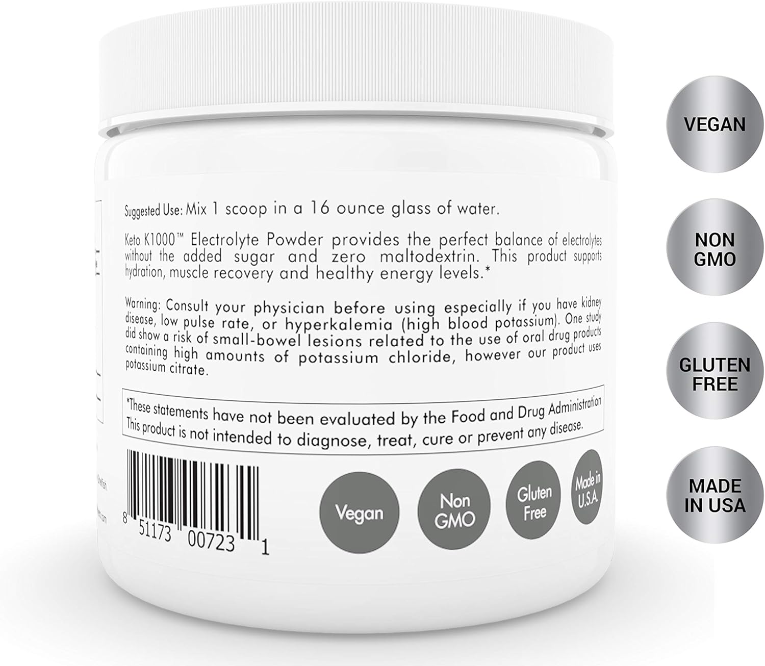 Keto K1000 Electrolyte Powder | Boost Energy & Beat Leg Cramps | No Maltodextrin or Sugar | No Ingredients from China | Delicious Orange, Lighter Stevia Taste | 50 Servings: Health & Personal Care