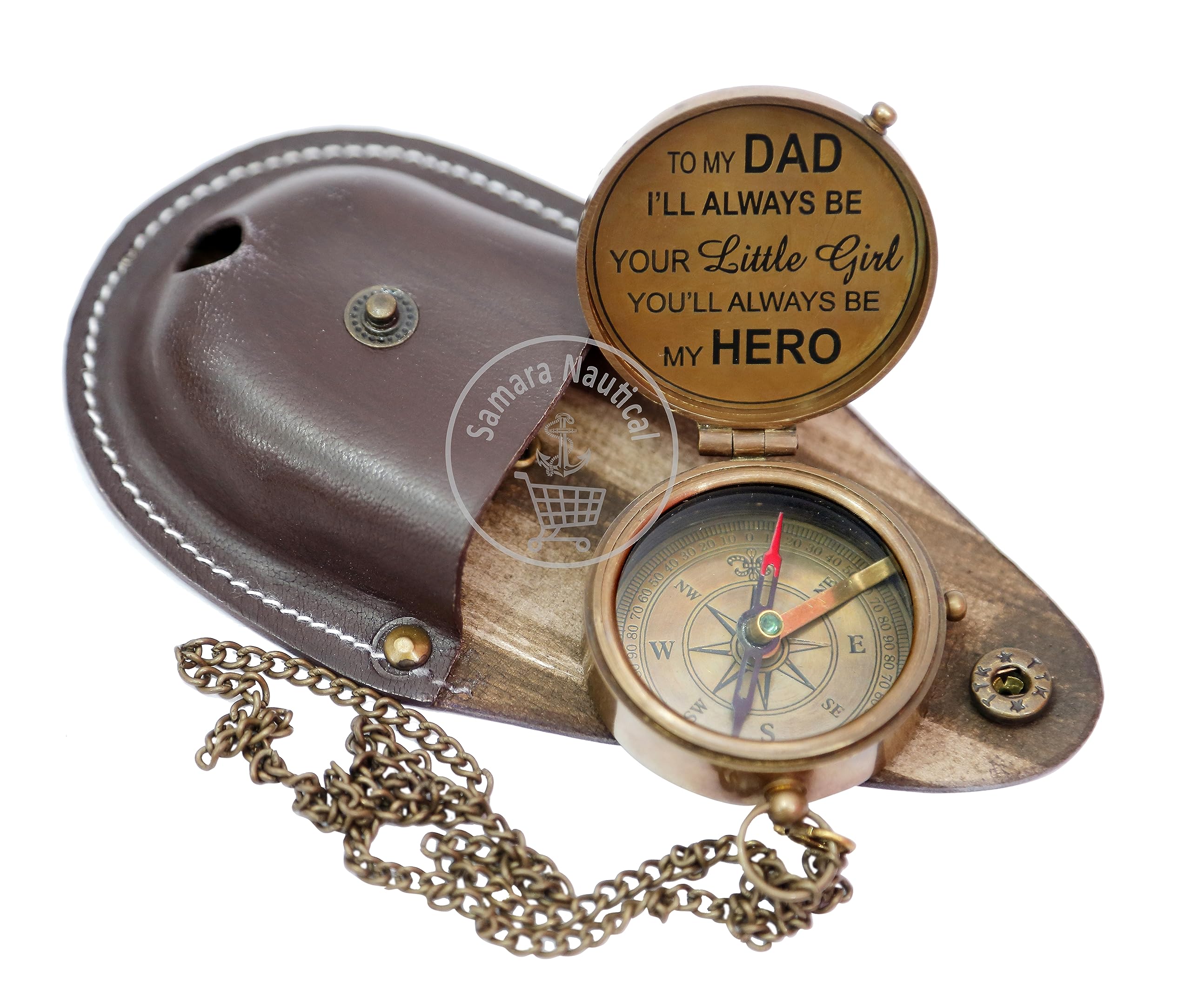 To My Dad I'll Always Be Your Little Girl You ll Alway Be My Hero. /Personalized Compass/Custom Engraved Pocket Compass Nautical A Great Gift Item for Decor