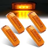 Partswcgg 4Pcs 4" Inch Thin Line LED Trailer Clearance Marker Fender Lights | Universal 4" Inch Rectangular Amber 3 LED Trailer RV Side Marker Clearance Lamp Lights Kit Sealed 12V w/RV Base Mount Bracket