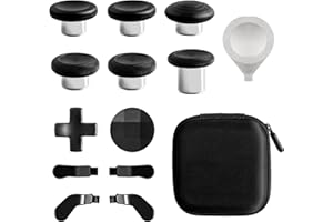DTianSir 14 in 1 Metal Thumbsticks for Xbox Elite Wireless Controller Series 2,Gaming Accessory Replacement with 6 Swap Thumbsticks,4 Paddles,2 D-Pads,1 Bag,1 Tool(Black)