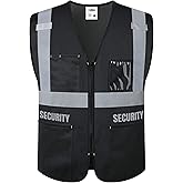 JKSafety Security Vest for Security Guard Hi Vis Safety Vest for Men Women Reflective Vests with Pockets Meet ANSI/ISEA