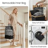 efluky Slim Laundry Basket with Lid 63L Tall Narrow Foldable Black view 9