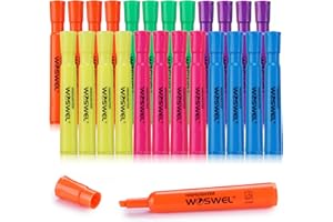 WOSWEL Highlighters Bulk, 24 Pack Tank Style Highlighters Assorted Fluorescent Colors Set, 6 Bright Colors Chisel Tip Highlighter Markers for Kid and Adult Coloring, Highlighting as School Supplies