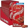 Lindt LINDOR Milk Chocolate Truffle Bar, Chocolate Candy Bar with Smooth Center, 3.5 oz. (12 Pack)