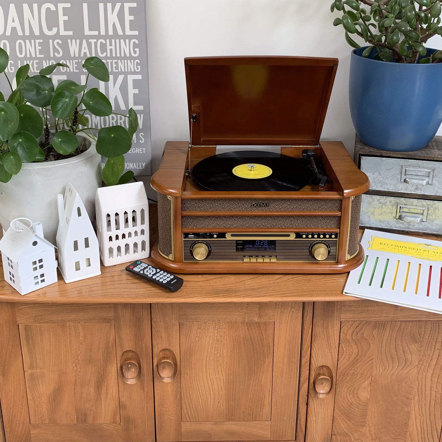 Denver MRD51 DAB Retro Record Player Music Centre With Remote Control