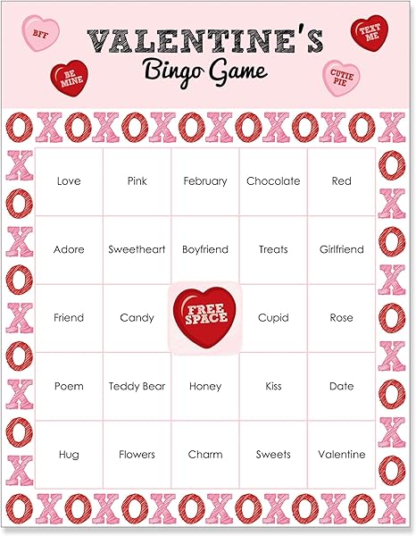 Amazon 会話のハート バレンタインデーパーティー ビンゴゲーム バー ビンゴゲームカード 16枚 ビンゴ くじ おもちゃ