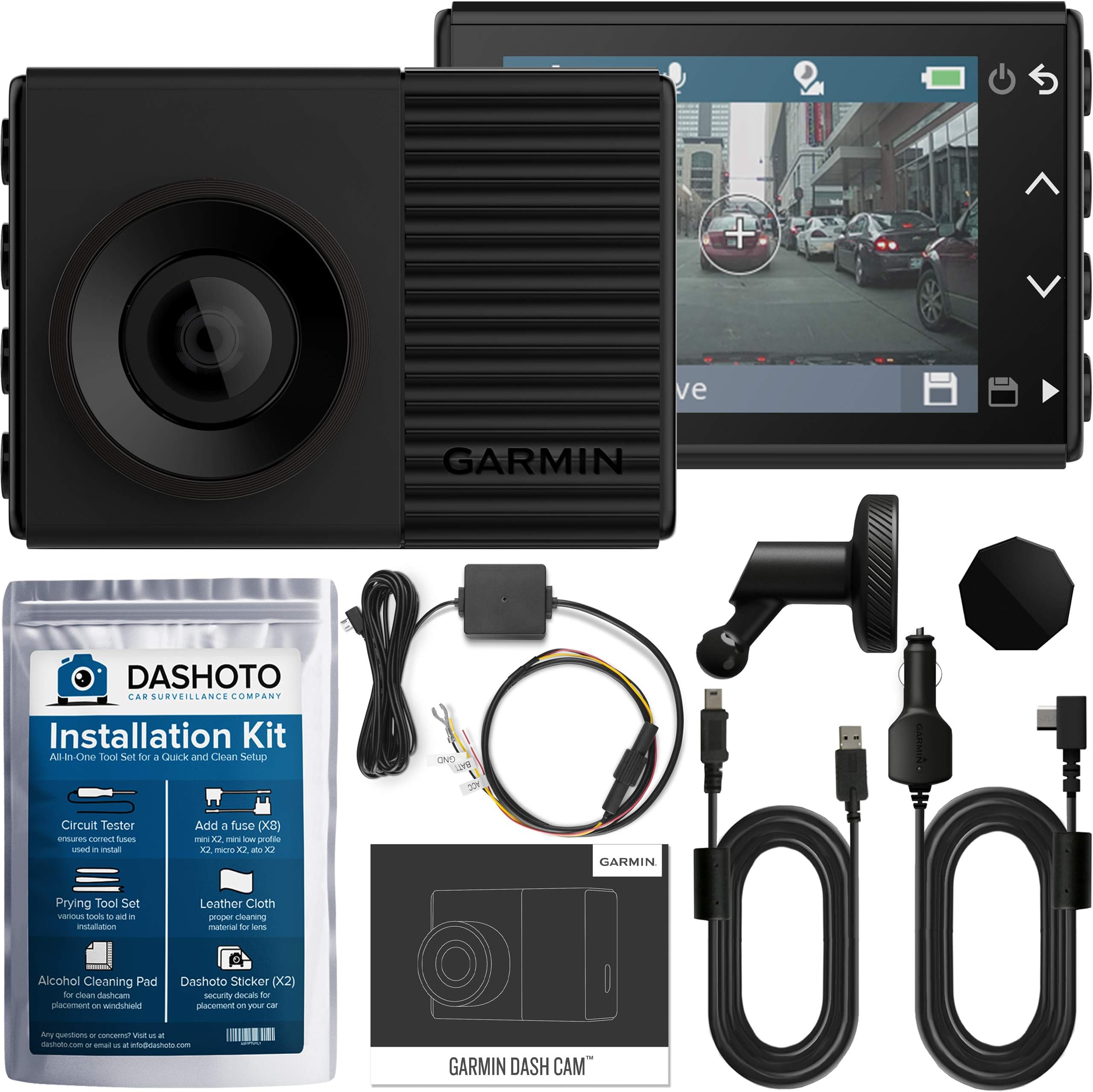 Garmin 56 HDR High Definition Dash Cam Bundle | 1440P QHD with HDR GPS Voice Control and WiFi | Hardwiring Kit and Installation Kit Included (New 2019)