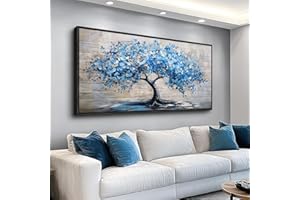 ERQINHUA Large Canvas Wall Art For Living Room Farmhouse Wall Decor For Bedroom Abstract Paintings Blue Tree Black Framed Wall Pictures Artwork Office Mural To Hang Dormitory Home Decor 20x40 In