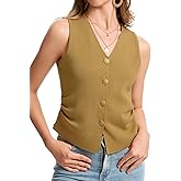 WUDODO Sweater Vest Women Dressy Button Up Knit Sleeveless Tank Tops Work Business Casual Outfits Summer