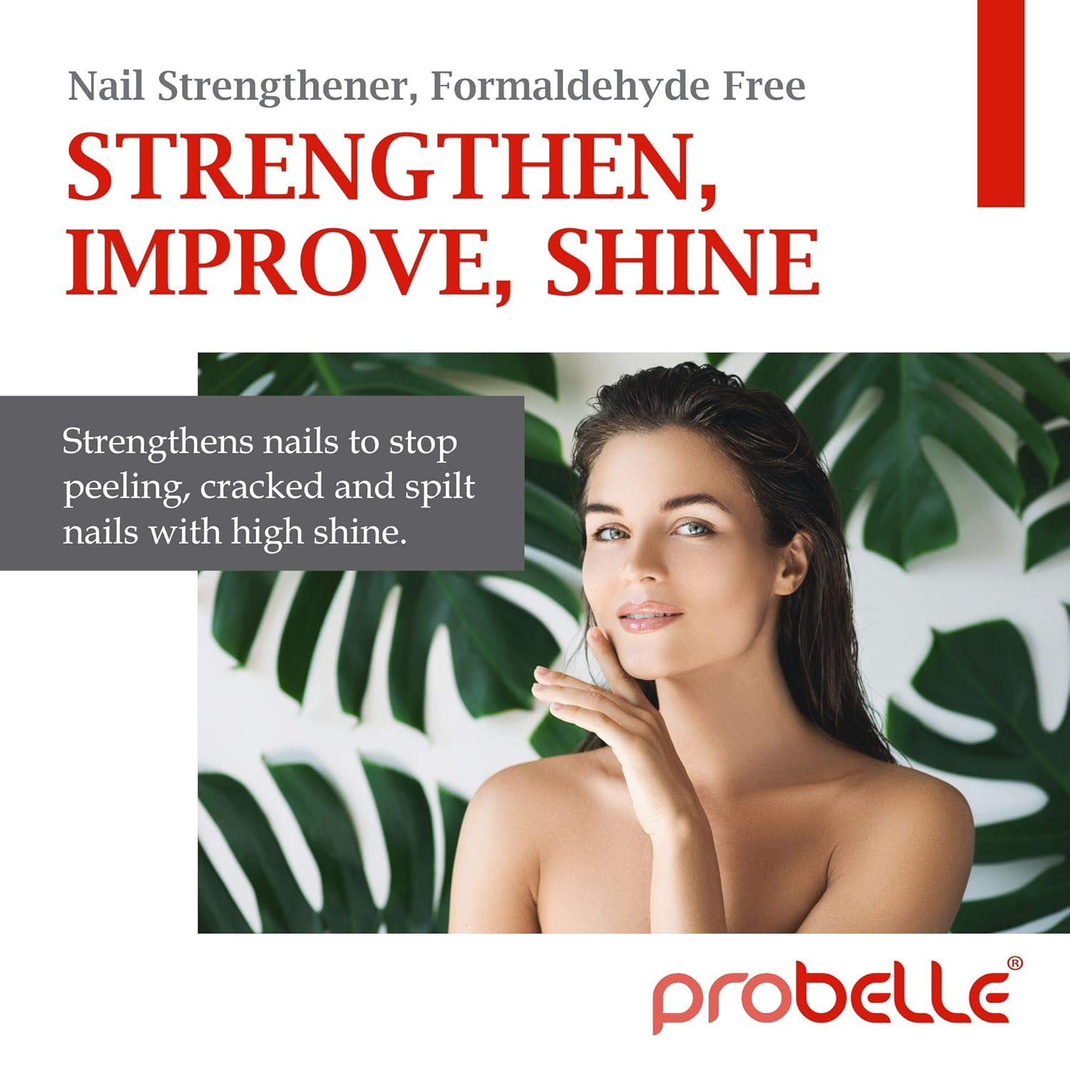 Probelle Nail Strengthener, Strengthens and Improves nail growth. Formaldehyde Free Formula, 0.5 oz : Beauty