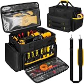 Tool Bag 15-Inch, Heavy-Duty Tool Storage Organizer, Portable Tool Box Tote | 30 Pockets, Anti-Friction Bottom, Water-Resistant, Small Tactical Range Bag for Men Him Dad Electrician Carpenter Repairman