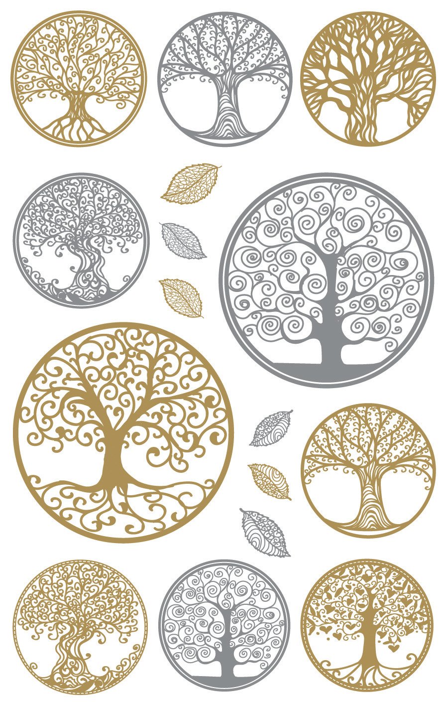 Avery 55654 Zweckform Foil Stickers Tree of Life 16 Stickers Silver and Gold (Decorative Stickers, Stickers, Self-Adhesive, Scrapbooking, Bullet Journal Accessories, Birthday, Decorating, Cards, Photo Album)