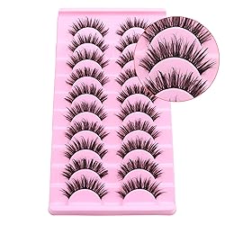 DSLONG 10 Pairs Wet Look Manga Lashes 3D Multi