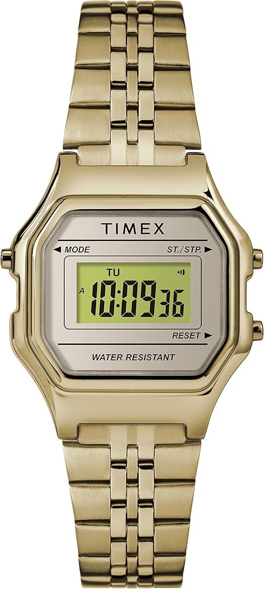 timex classic digital watch gold