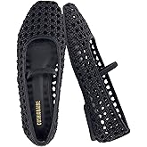 CUSHIONAIRE Weavy Squared Toe Woven Ballet Flats Shoes for Women with Memory Foam | Comfortable Mary Jane Flats for Women with Breathable Mesh Design | Wide Widths Available