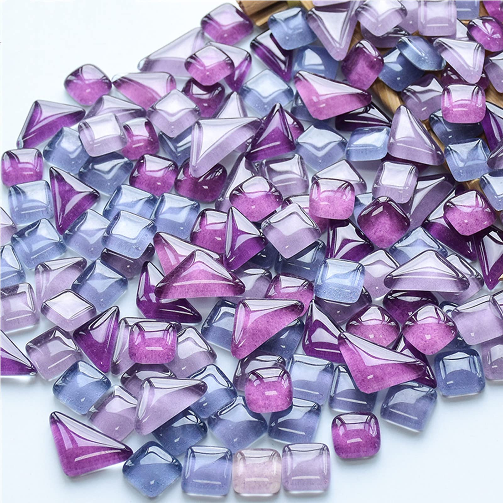 500g Irregular Glass Mosaic Tiles for Crafts,Tiny Random Color DIY Making Creative for Home Decoration, Vases, Cups, Picture Frames, Flowerpots (Purple Series)