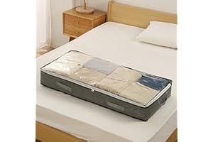 1PC Under-Bed Storage Box with Flip-Top Lid - Durable Non-Woven Fabric Organizer for Blankets, Clothes & Bedding, Gray