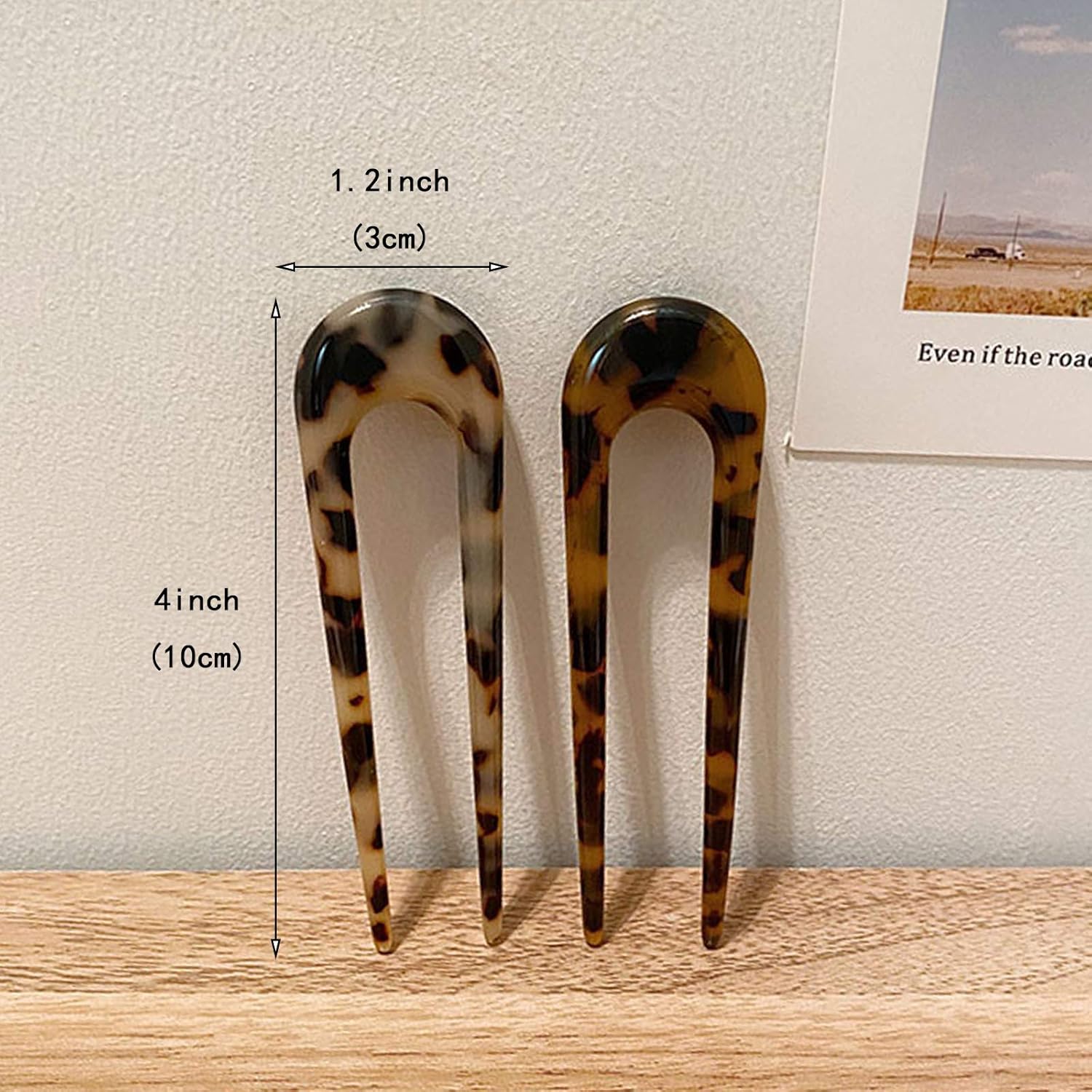 [2 Pack] Benefree French Style Cellulose Acetate Tortoise Shell U Shaped Hair Pin Fork 2 Prong Updo Chignon Pin for Women Girls Hairstyle Accessories（Tortoiseshell and White Tortoiseshell) : Beauty