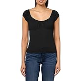 Lucky Brand Womens Textured Scoop Neck Top