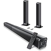 dotn Sound Bar, 80W Sound Bar for Smart TV, Bluetooth 5.3 Soundbar, 2 in 1 Detachable Home Speaker Bass Effect, Home Theater Surround Sound, ARC/Optical/AUX/Connections, for TV/PC/Gaming/Projectors