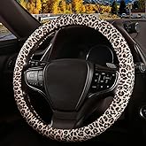 SthExtra Leopard Print Steering Wheel Cover with Silicone Inner Ring, Non-Toxic, Odorless Silicone Leather with Non-Fading Cheetah Pattern for Men Women, Universal 14.5 to 15 Inch (Leopard Print)