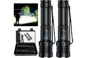 ALSTU Rechargeable Flashlights High Lumens, 900,000 Lumen Bright Flashlight with 5 Lighting Modes, Fast-Charging Led Flash Light for Homes, Night Working, Cycling, Hiking (2 Packs)