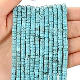 150PCs Natural Blue Turquoise Spacer Beads, Loose Semi Precious Flat Round Gemstone Heishi Disc Stone Beads for Beading Jewelry Making 4mm*2mm 38cm