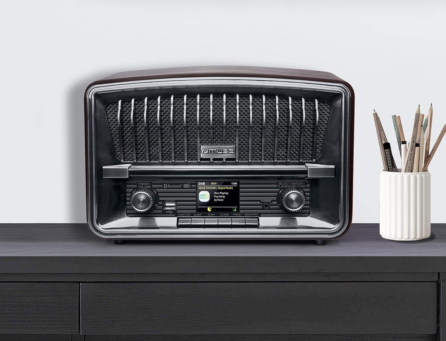Muse Digital Radio, DAB+ FM, Clock Radio Dual Alarm,(M-135 DBT) LCD Display, 2 x 5 watts, Snooze Sleep Function