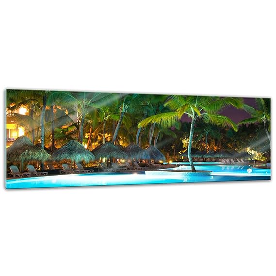 Glasbild - Swimming Pool - 120x40 cm - Deko Glas - Wandbild aus Glas - Bild auf Glas - Moderne Glasbilder - Glasfoto - Echtgl