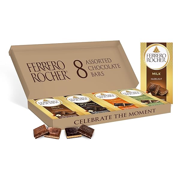 FERRERO ROCHER PREMIUM CHOCOLATE BARS, 8 COUNT VARIETY...