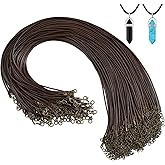 Tudomro 100 Pieces Waxed Leather Necklace Cord Bulk with Clasp Necklace Bracelet Chains String Rope Cord for Jewelry Making Pendants Charms(Brown,20 Inch)