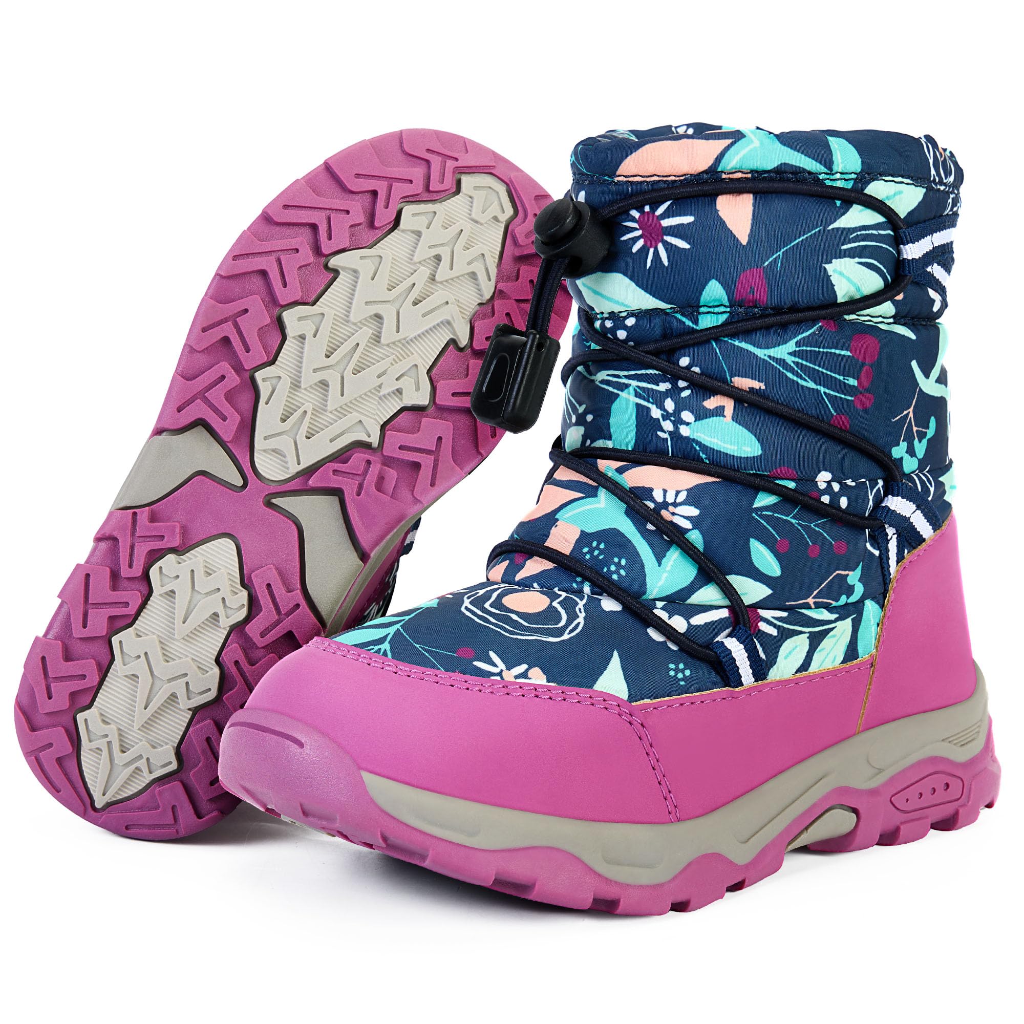 Photo 1 of PolarPals Toddler Snow Boots Boys Girls Winter Shoes Waterproof Slip Resistant Outdoor Warm Boots for Little Kids (Purple,6.5)