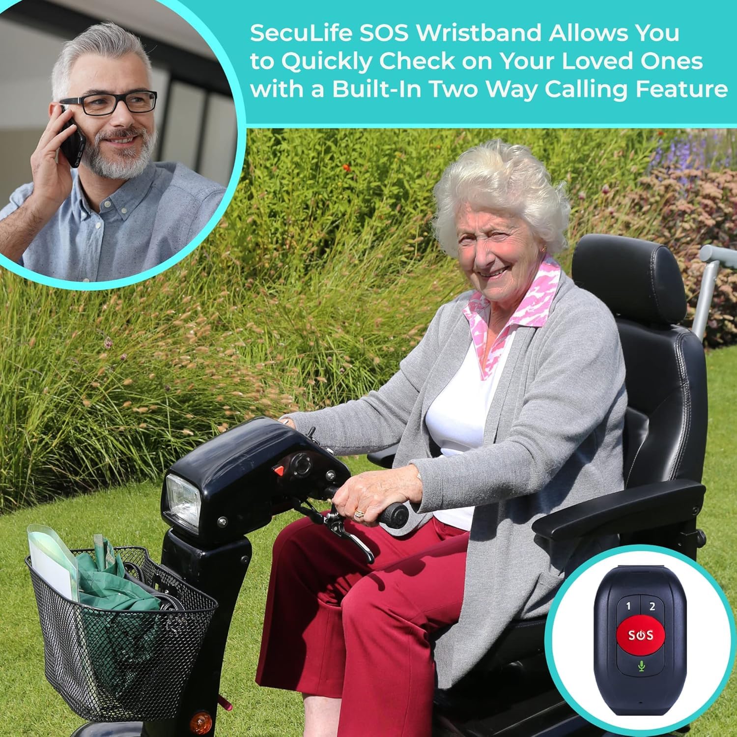SecuLife SOS Wristband Medical Alert Bracelet – Fall Alert Device for Elderly with Real-Time GPS, SOS Button & Assistive Speakerphone – Medical Alert System for Seniors with Dementia & Alzheimer’s