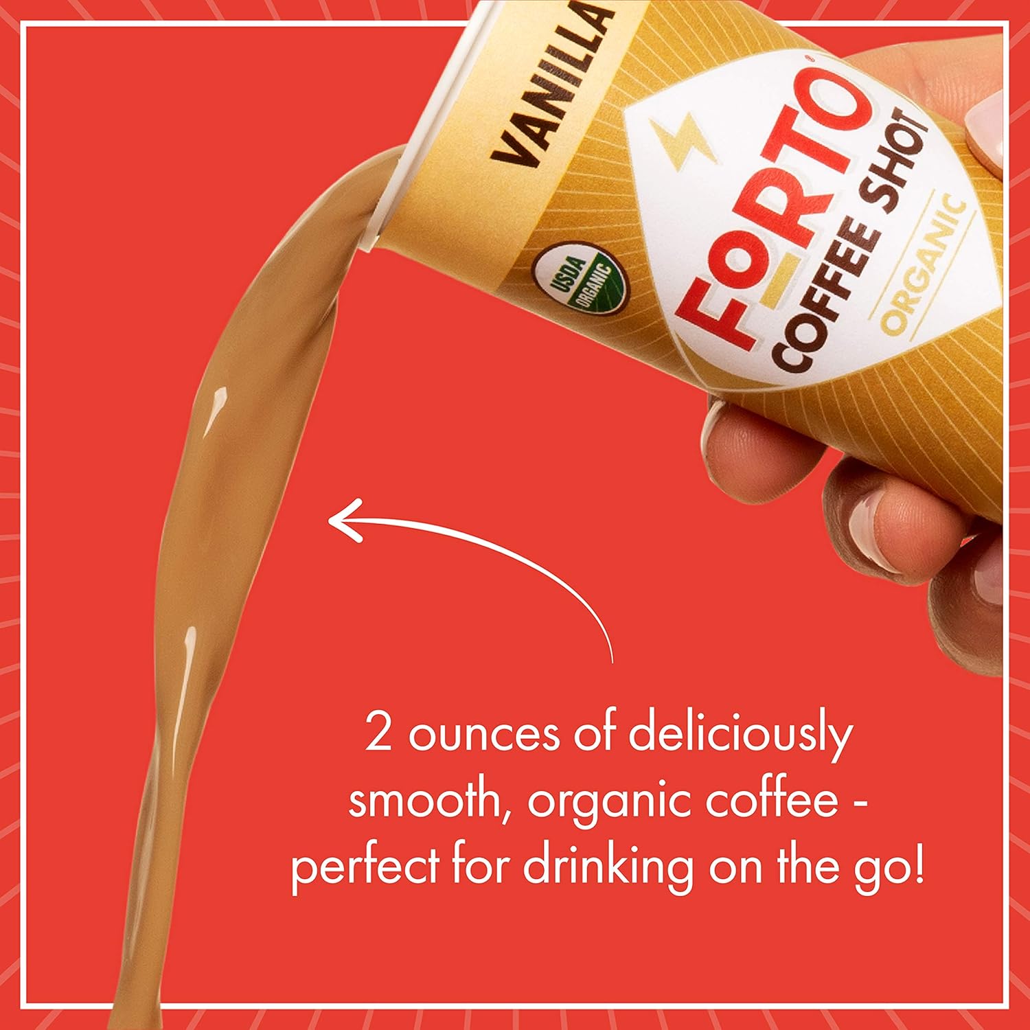 FORTO Coffee Shots - Vanilla Latte, Ready-to-Drink on the go, Cold Brew Coffee Shot - Fast Coffee Energy Boost, 2 Fl Oz, Pack of 6: Grocery & Gourmet Food