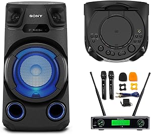 Sony MHC-V13 High Power Audio System with Wireless Microphone System Set Bundle (2 Items)