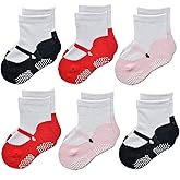 EPEIUS Unisex Baby Girls Boys Non-Slip Socks (Set of 6)