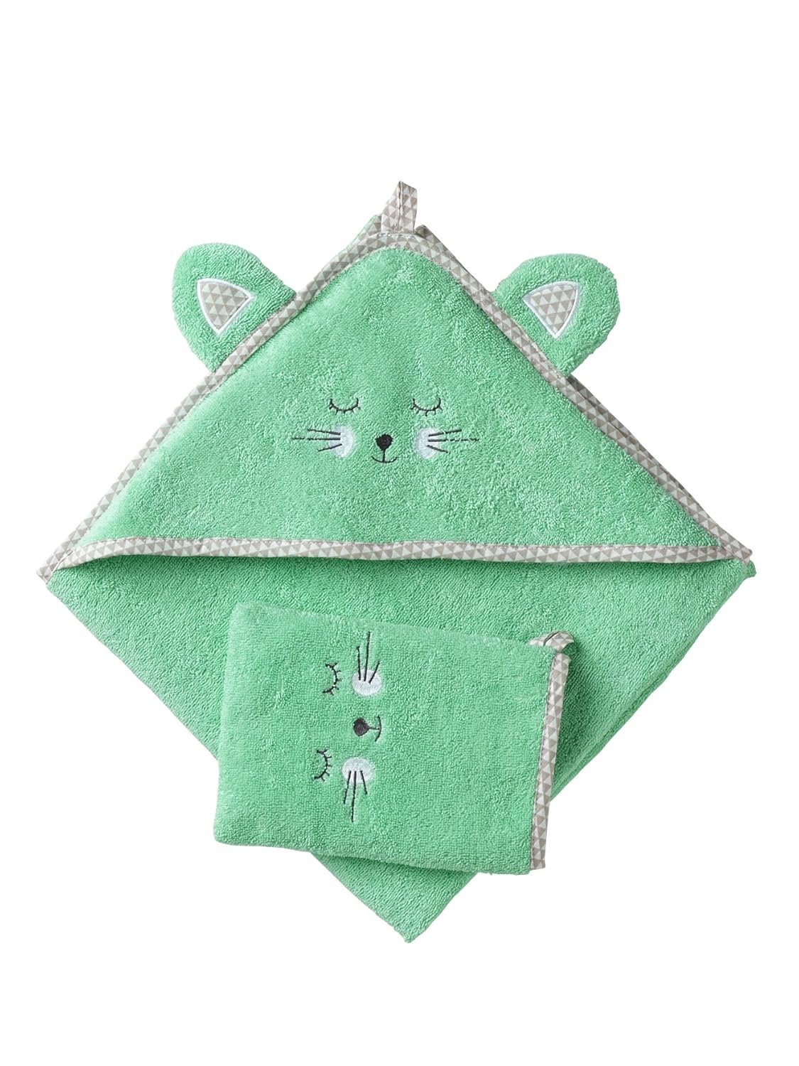 Vertbaudet Cape De Bain Bébé à Capuche Brodée Animaux Rose