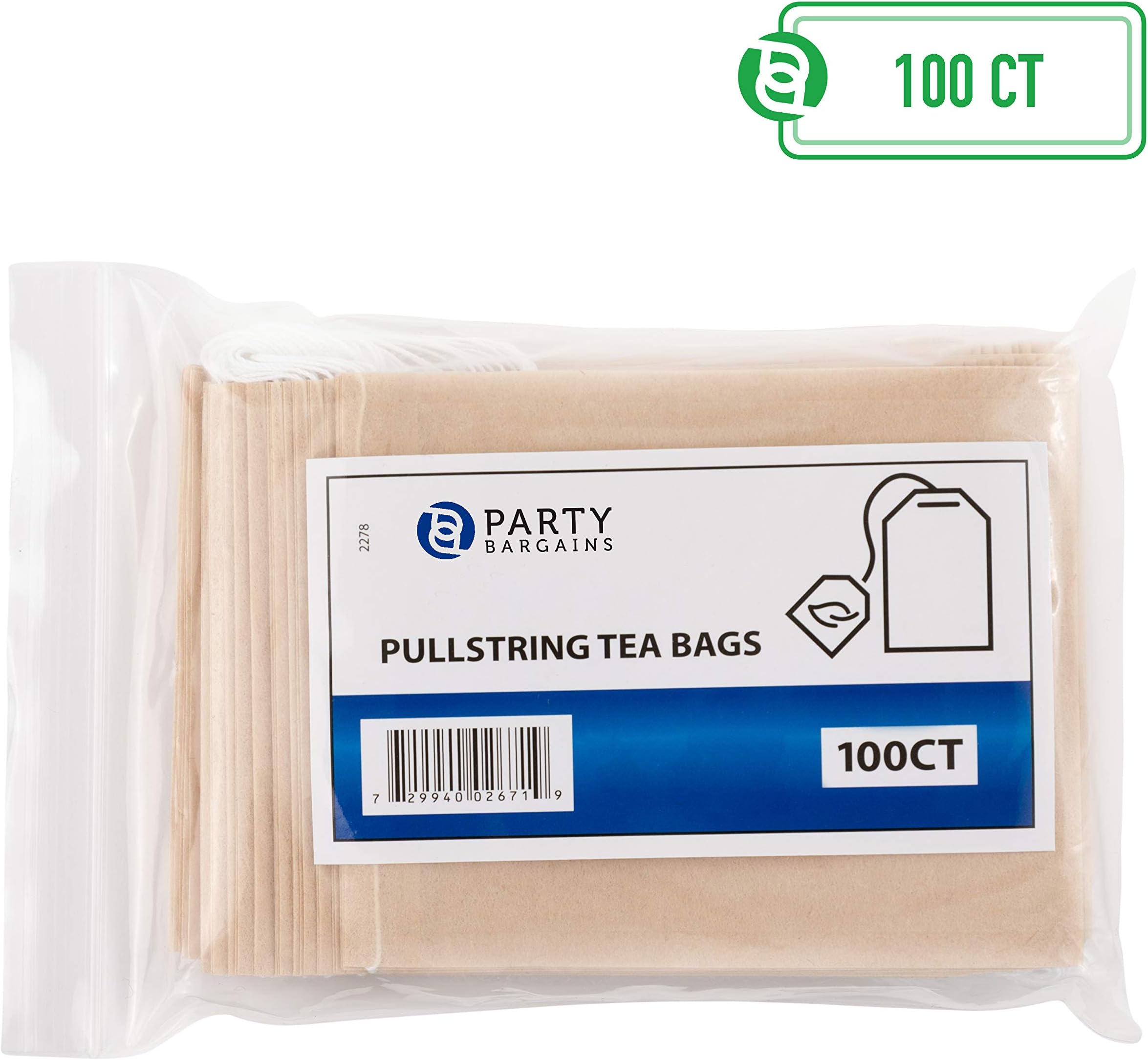 PARTY BARGAINSTea Filter Bags with Drawstrings, Unbleached Paper Filters, Empty Tea Bags, Steep Loose Leaf Tea, Ground Coffee, Wholeleaf, Disposable Tea Infusers, Bulk