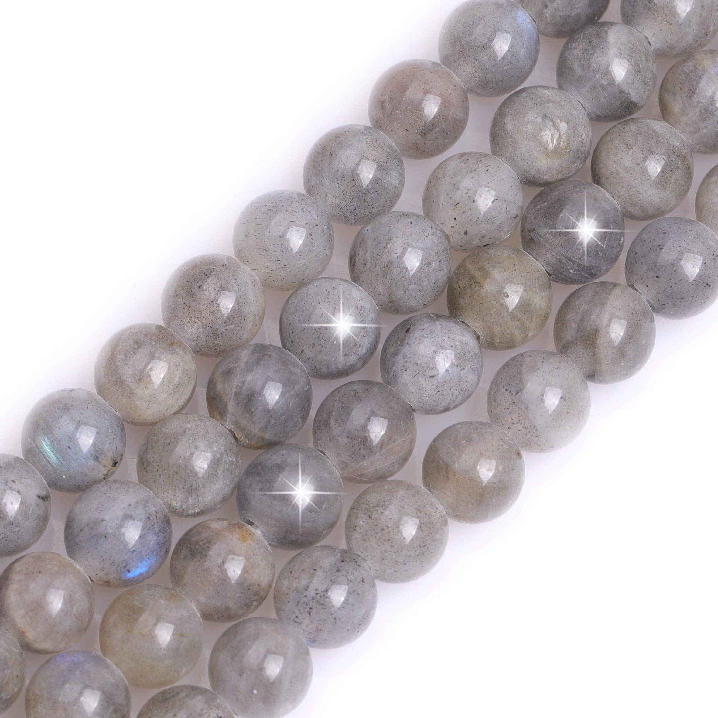 Natural Gray Labradorite Gemstone Semi Precious Round 8mm Loose Beads for Jewellery Making DIY Bracelet Necklace Crafts 15''