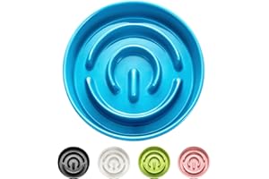 MOPANG Ceramic Slow Feeder Dog Bowls for Medium and Large Breed, 2.0 Cups Dog Slow Feeder for Fast Eaters, Puzzle Dog Bowl to Slow Down Eating, Maze Dog Bowl, 30oz, 8in, Blue