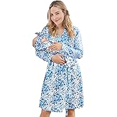 V.&GRIN Mommy and Me Robe and Swaddle Set, Maternity Robe and Matching Baby Blanket | Hospital Outfits Labor Delivery