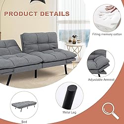 MUUEGM Futon Sofa Bed,Memory Foam Modern